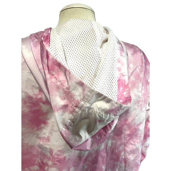 Forever 21 Plus Pink Tie Dye Windbreaker Jacket Sz 0XL Hooded - Picture 3 of 11